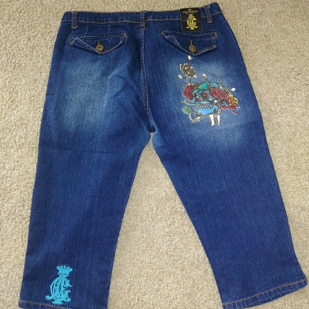 Christian Audigier Denim Capri Jeans Stre